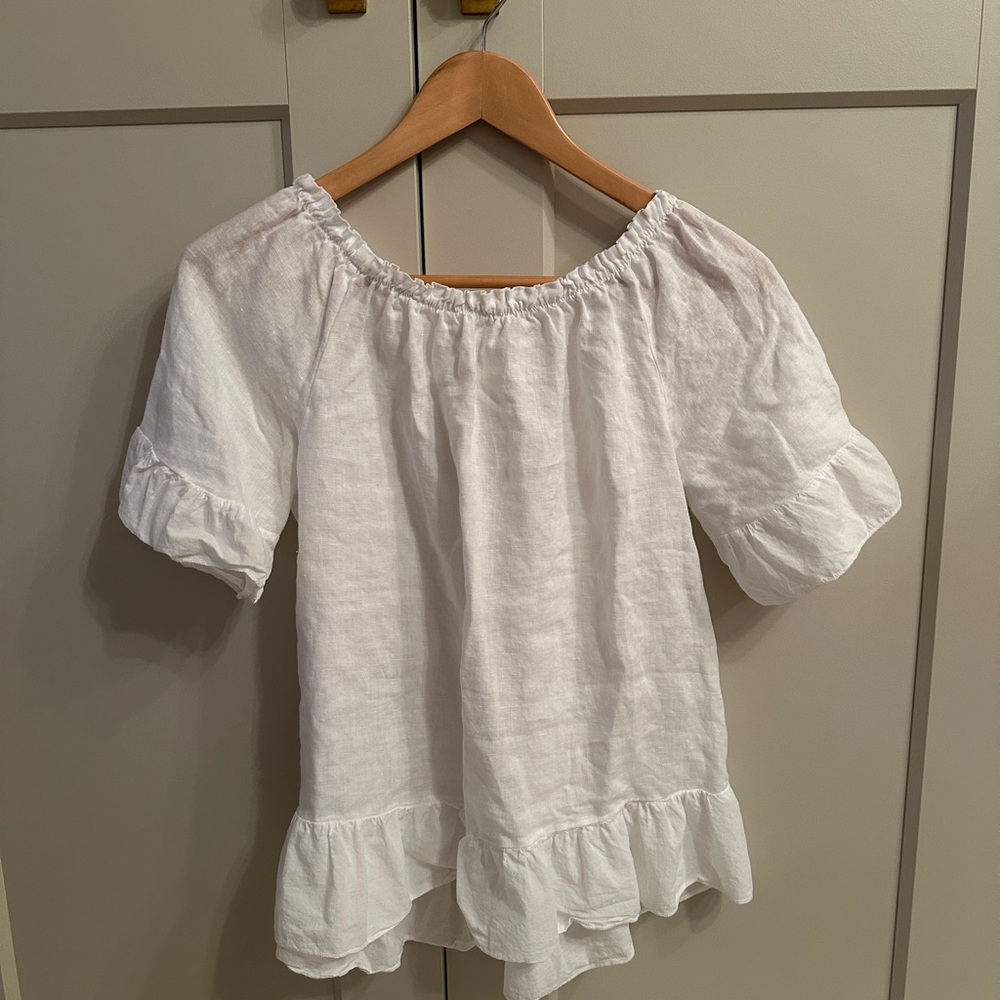 White Off-Shoulder Ruffle Top